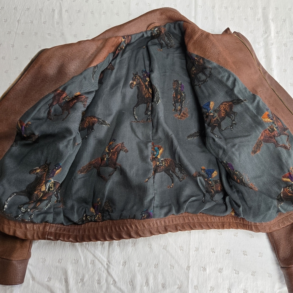 Vintage Men's Brown Varsity Style Heavy Leather Jacket - Picture 4 of 5